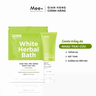 Trắng da mee natural - tắm trắng nhau thai cừu 180g kết hợp kem body trắng da nhau thai cừu 162g