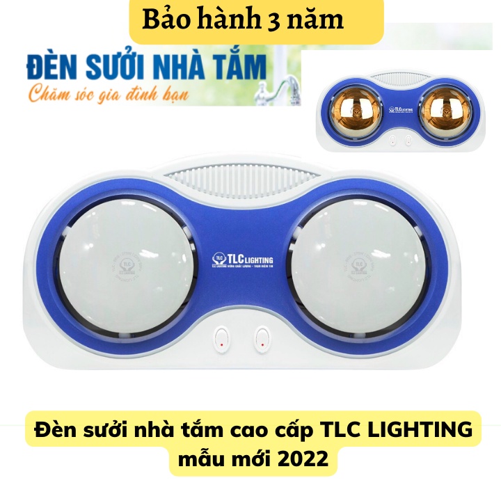 Đèn Sưởi Nhà Tắm 2 Bóng Mẫu 2022- Đèn Sưởi Chống Lóa Mắt, An Toàn Cho Bé - Bảo hành 36 tháng của TLC