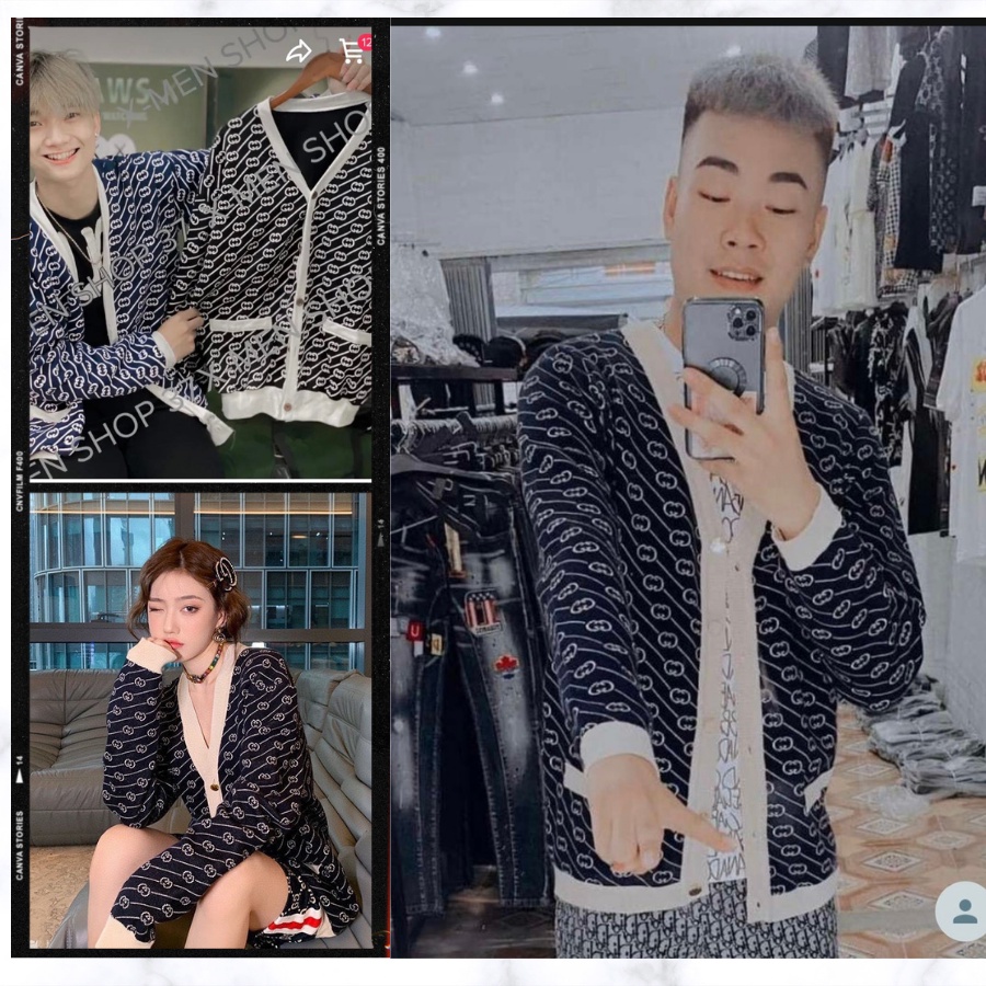 áo cardigan gucci nam, nữ chất nỉ xịn mẫu mới 2 màu HOT Freesize MAX ONLY