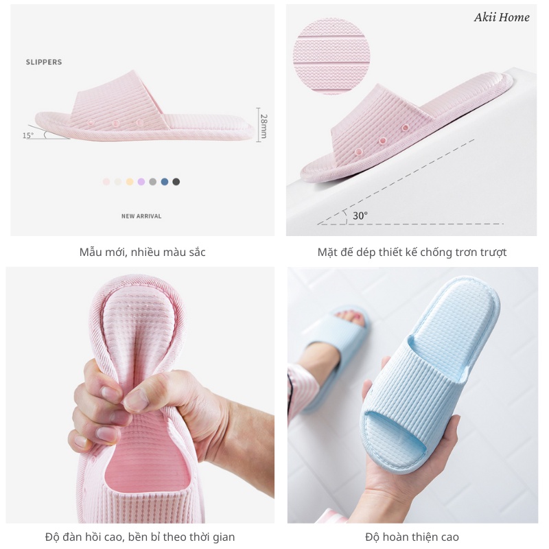 Dép đi trong nhà, văn phòng, đế liền, chống trơn trượt Akii Home N148