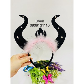 Cài tóc cho bé hoá trang halloween, băng đô halloween hình maleficent, cài mickey, cài dơi