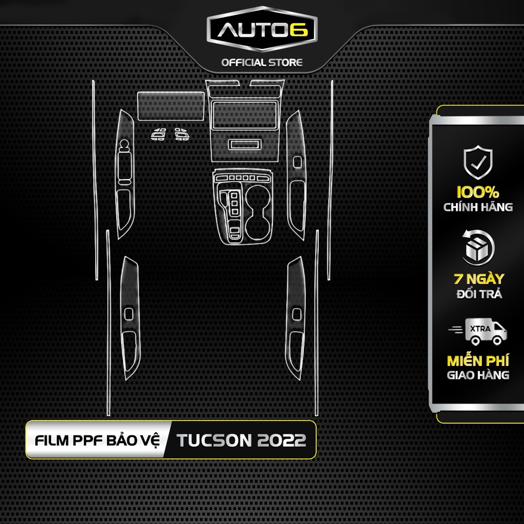 Bộ 5 chi tiết Film PPF trong suốt dán xe TUCSON 2022 chống xước bảo vệ nội thất ô tô - AUTO6