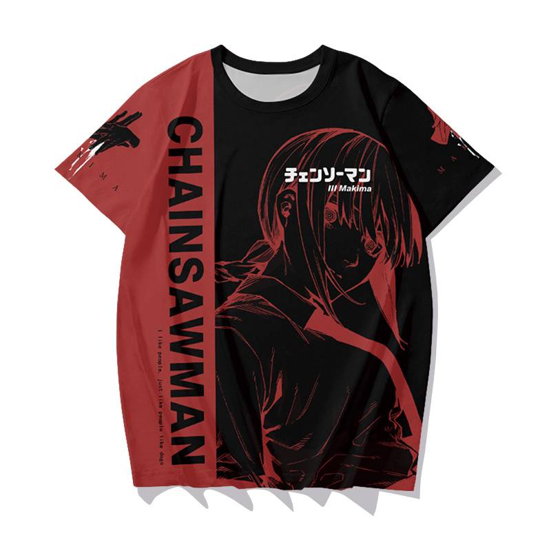 Áo Thun Tay Ngắn In Hình Chainsaw Man Makima 3D Thời Trang