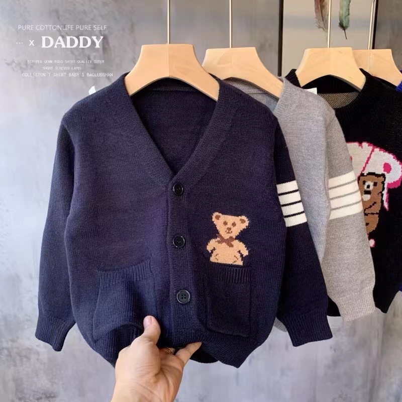 Áo Khoác Cardigan Dệt Kim Phong Cách Retro Thời Trang Thu Đông 2022 Mới Cho Bé Trai