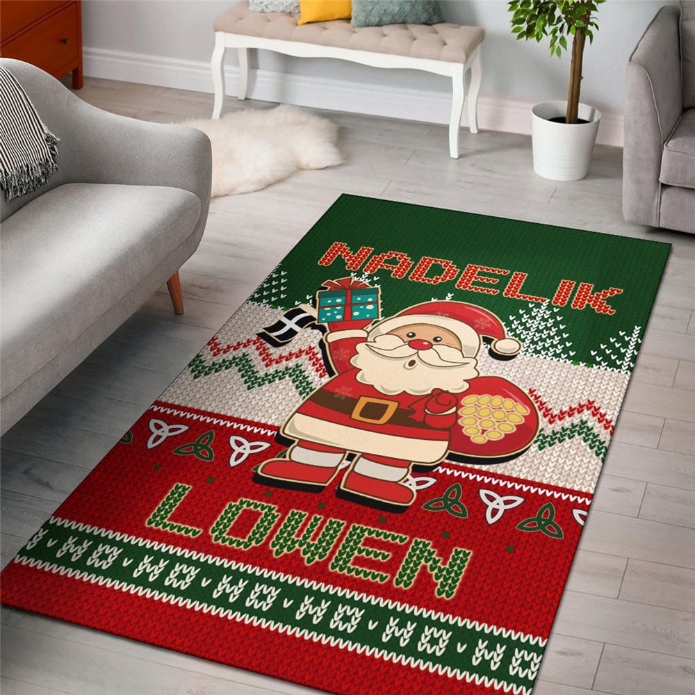 Thảm Lông Trải Sàn Phòng Khách In Hình Ông Già Noel 3D
