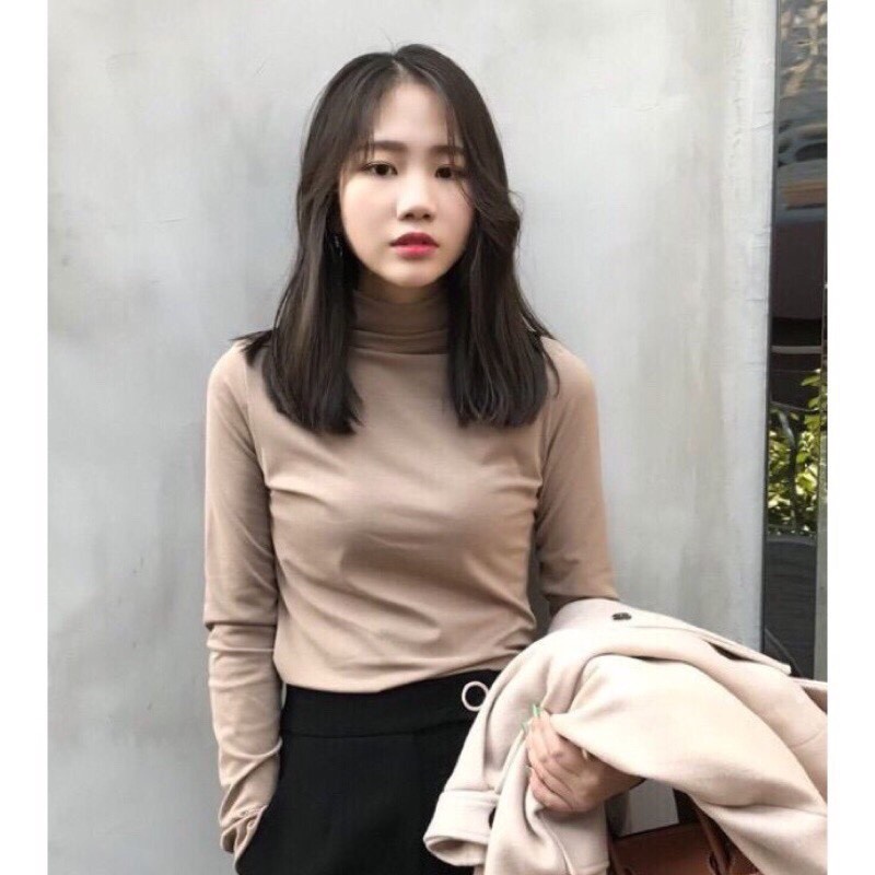 Áo giữ nhiệt nữ CÓ LÓT NỈ cổ cao 3P dáng ôm dày dặn co giãn - T268