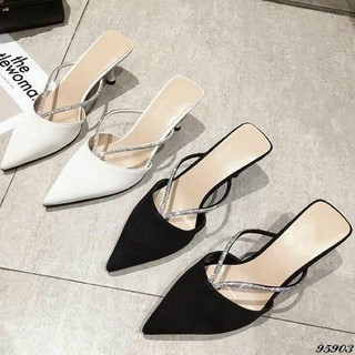 Giày cao gót bít mũi gót nhọn 7cm có dây xoàn có bigsize 35-43