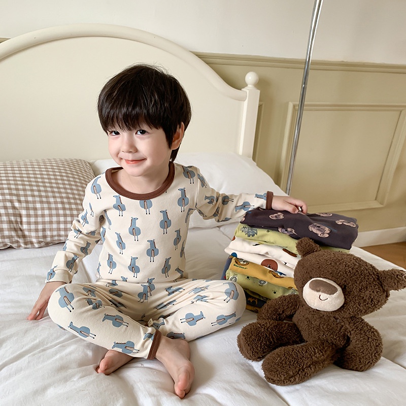 Bộ thu đông cho bé trai, bé gái từ 8-35kg dài tay chất DÀY MỀM MỊN bộ quần áo hãng Ambb Kids mã Y046-1