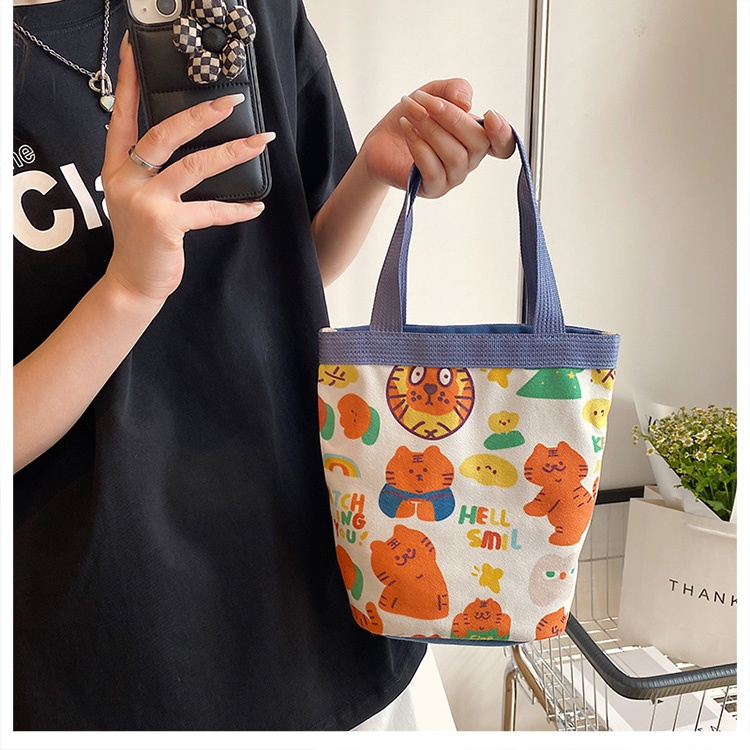 Túi Xách bucket In Hình Hoạt Hình Nhật Bản Dễ Thương Cho Nữ