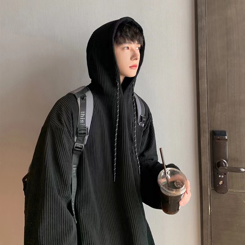 Áo Hoodie Nhung Áo Hoodie Dáng Rộng Phối Túi Thời Trang Retro Đơn Giản Cá Tính Cho Nam áo hoodie nữ form rộng