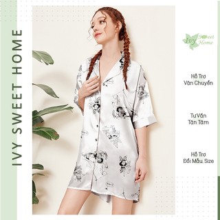 Áo Sơ Mi Nữ Lụa Dài 🍁 Đầm Ngủ Bầu Lụa Size Châu Âu🍁