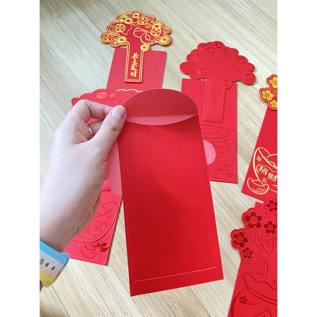 Combo 6 bao lì xì tết - bao lì xì 3D ép nhũ cao cấp hình cây tiền tài lộc - có sẵn tại HCM