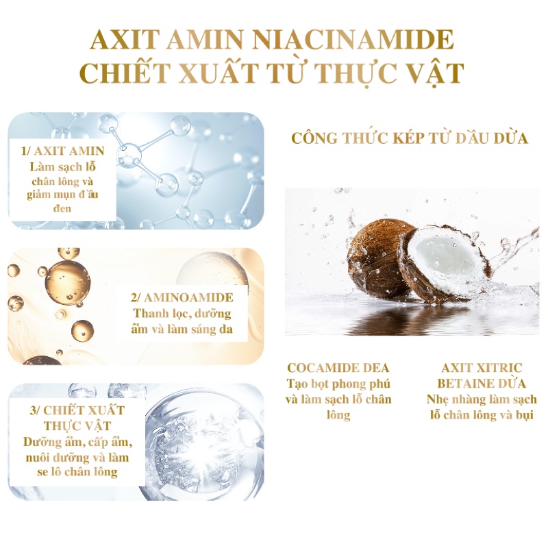 Sữa rửa mặt dịu nhẹ làm sạch sâu giảm mụn trắng sáng da giảm thâm massage lỗ chân lông dưỡng ẩm 500g