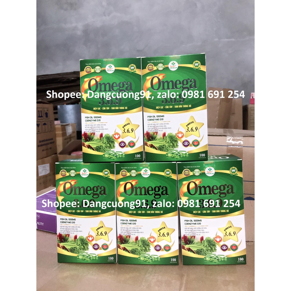 Viên uống dầu cá Omega 369 diệp lục cần tây , tinh dầu thông đỏ, sáng mắt, khỏe mạnh tim mạch - Hộp 100 viên