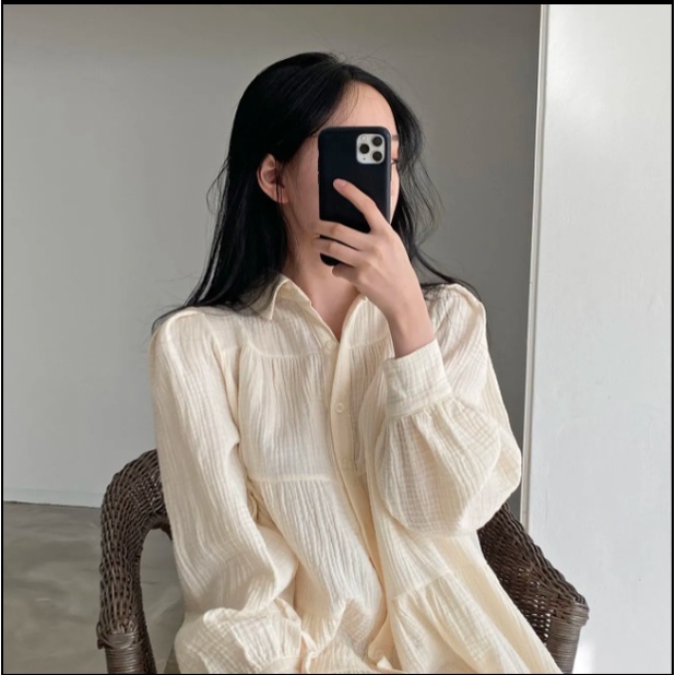 Đầm Tay Dài Cổ Chữ V Thiết Kế Mới Thời Trang Theo Phong Cách Pháp