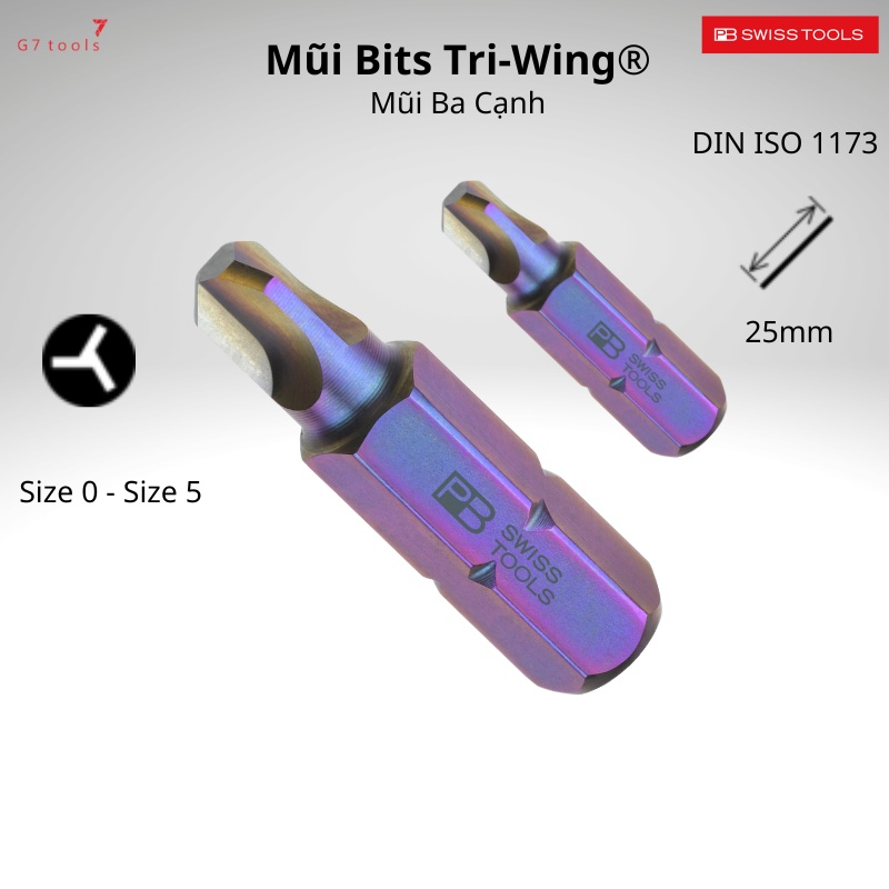 Mũi Bits Tri Wings Ba (3) Cạnh Từ Size 0 - Size 5 PB Swiss Tools C6.189