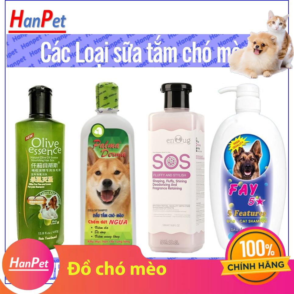 Sữa Tắm chó mèo (4 loại) SOS Olive fay 5 sao Palma sạch rận cho chó mèo hanpet Go White tẩy ố