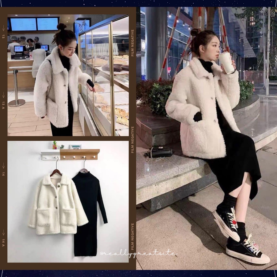 Set bộ đồ nữ gồm áo cardigan lông và váy body sang choảnh CARINA