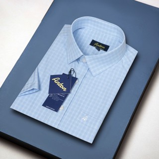 Áo Sơ Mi Nam Công Sở Trung Niên Anton Somianton Màu Xanh Ngắn Tay Họa Tiết Kẻ Caro Vải Cotton - XNC160