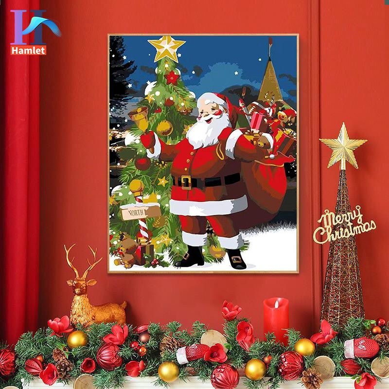 Tranh tô màu số hóa HAMLET sơn acrylic hình giáng sinh/ cây thông noel giúp giảm căng thẳng dùng trang trí 40*50cm