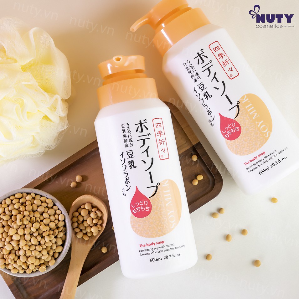Sữa Tắm Shikioriori Soy Milk Body Soap 600ml Chiết Xuất Đậu Nành, Làm Dịu Da Cosin Store