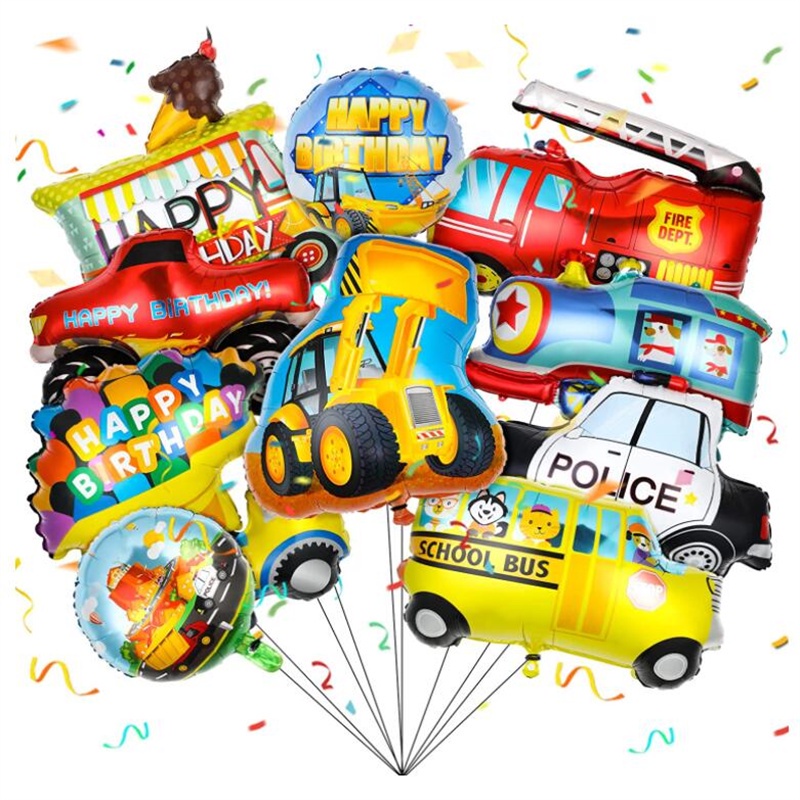 1 Bong Bóng Hình Xe Cứu Hỏa Hoạt Hình Trang Trí Tiệc