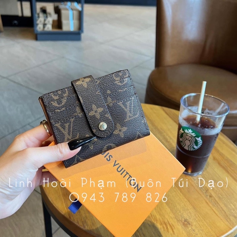 Ví mini hoa nâu bấm cúc loại đẹp fullbox