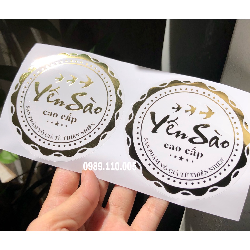 10 TEM DÁN HỘP ÉP KIM YẾN SÀO CAO CẤP 8.5CM