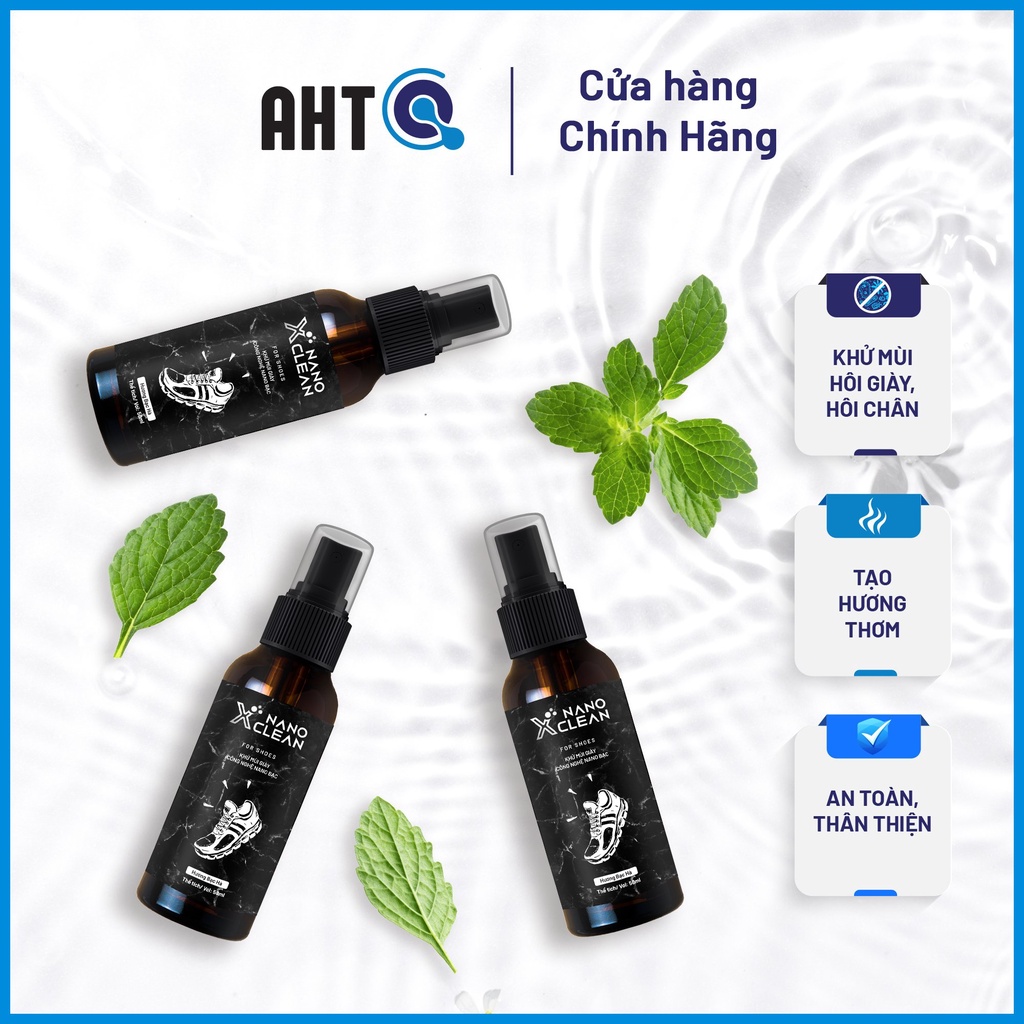 Chai Xịt Khử Mùi Giày Dép, Khử Mùi Hôi Chân Nano Bạc Nano Xclean For Shoes Hương Bạc Hà 50ml