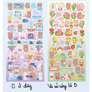 Sticker gấu nhũ trang trí toploader keyring