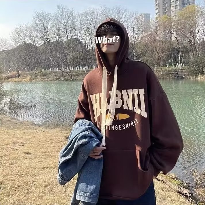 Áo Khoác Hoodie Dày Dặn Dáng Rộng In Chữ Thời Trang Dành Cho Nam