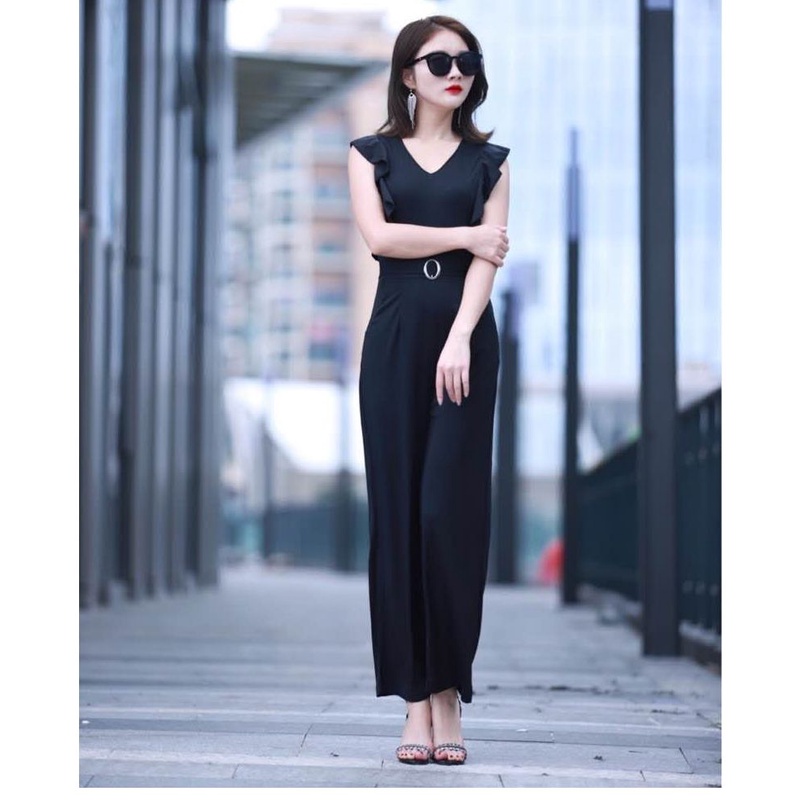 Bộ Áo Liền Quần Lưng Cao Dáng Ôm Màu Đen Thời Trang Sang Trọng Cho Nữáo kiểu hàn quốc mùa hè