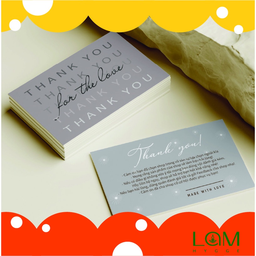 Card Cám Ơn, Card Thank You, Thiệp Cảm Ơn - Size 9x5,4cm - Giấy C300 Cán Màng Mờ 2 Mặt - MS: 03