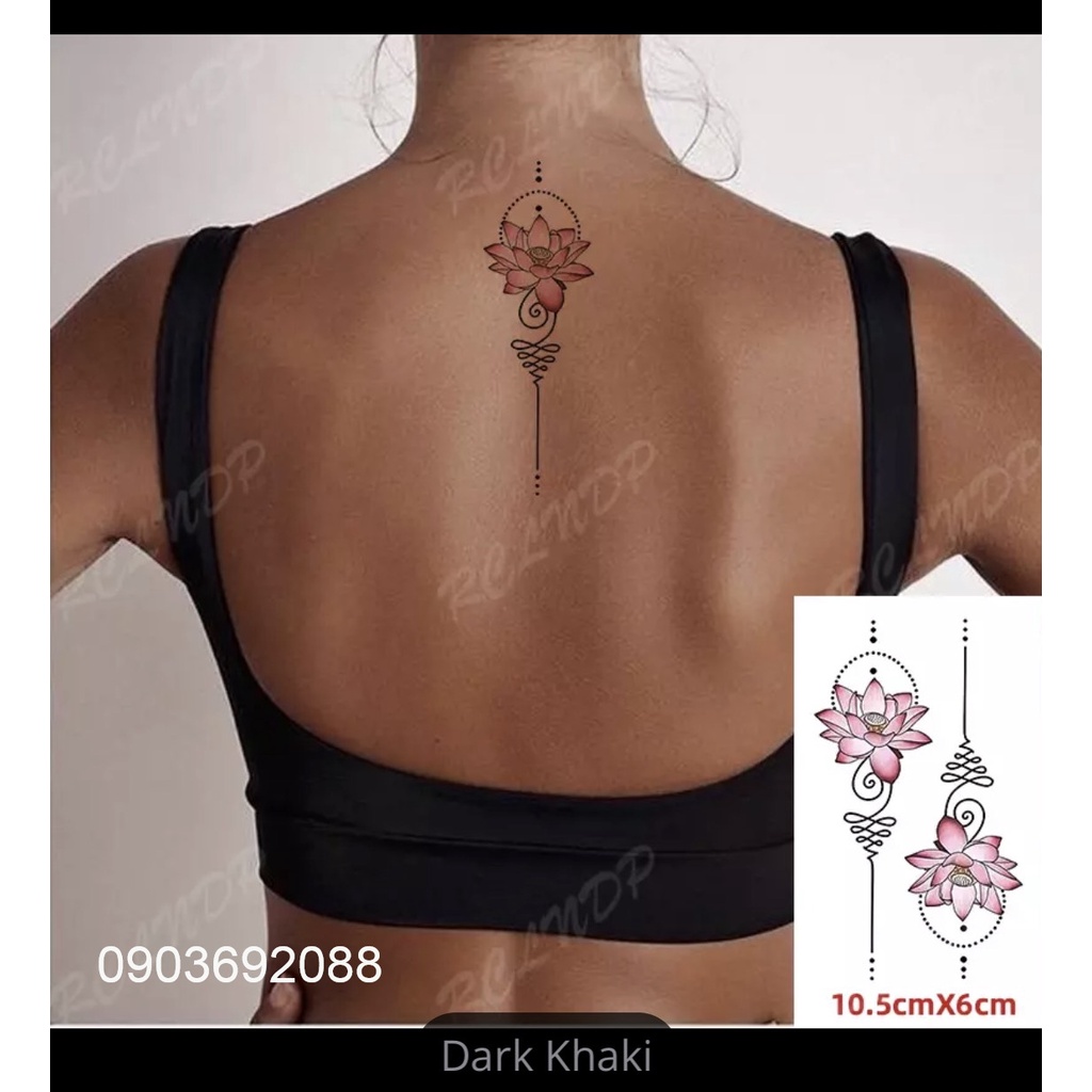Hình Xăm Dán HCM, Sticker Tattoo Hoa Sen K-303 10.5 x 6cm, Tattoo đẹp 5-7 ngày Ivy Store