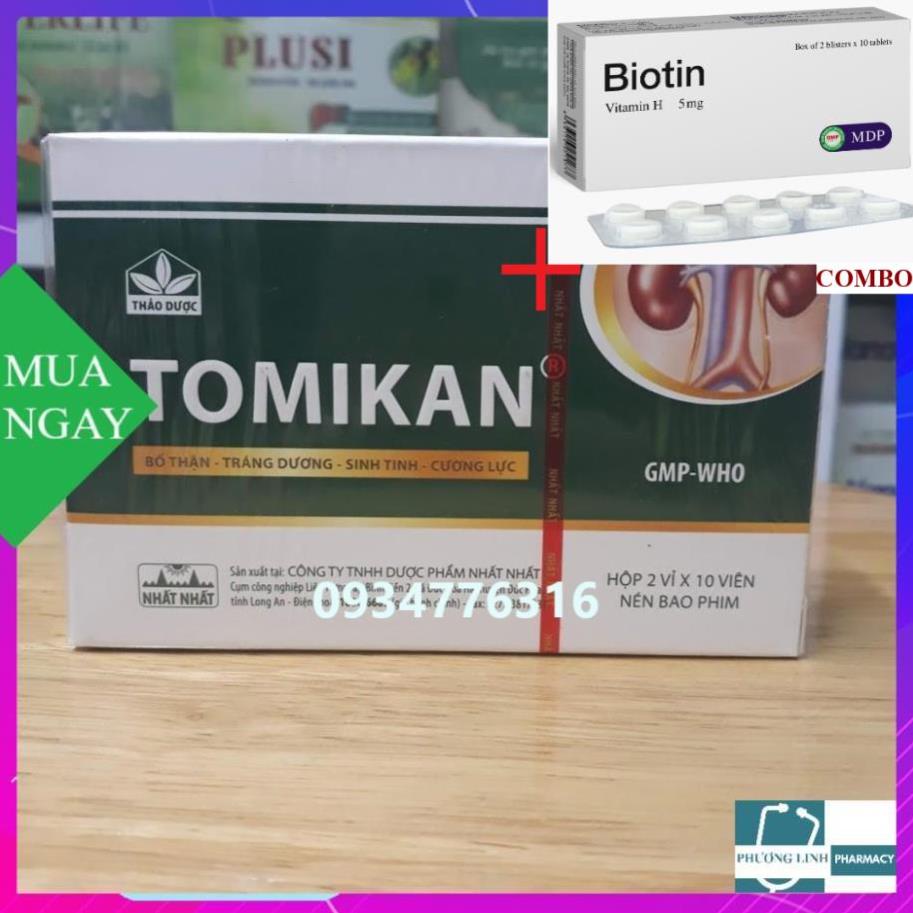 Combo Biotin 5mg+ Tomikan nhất nhất hộp 20 viên