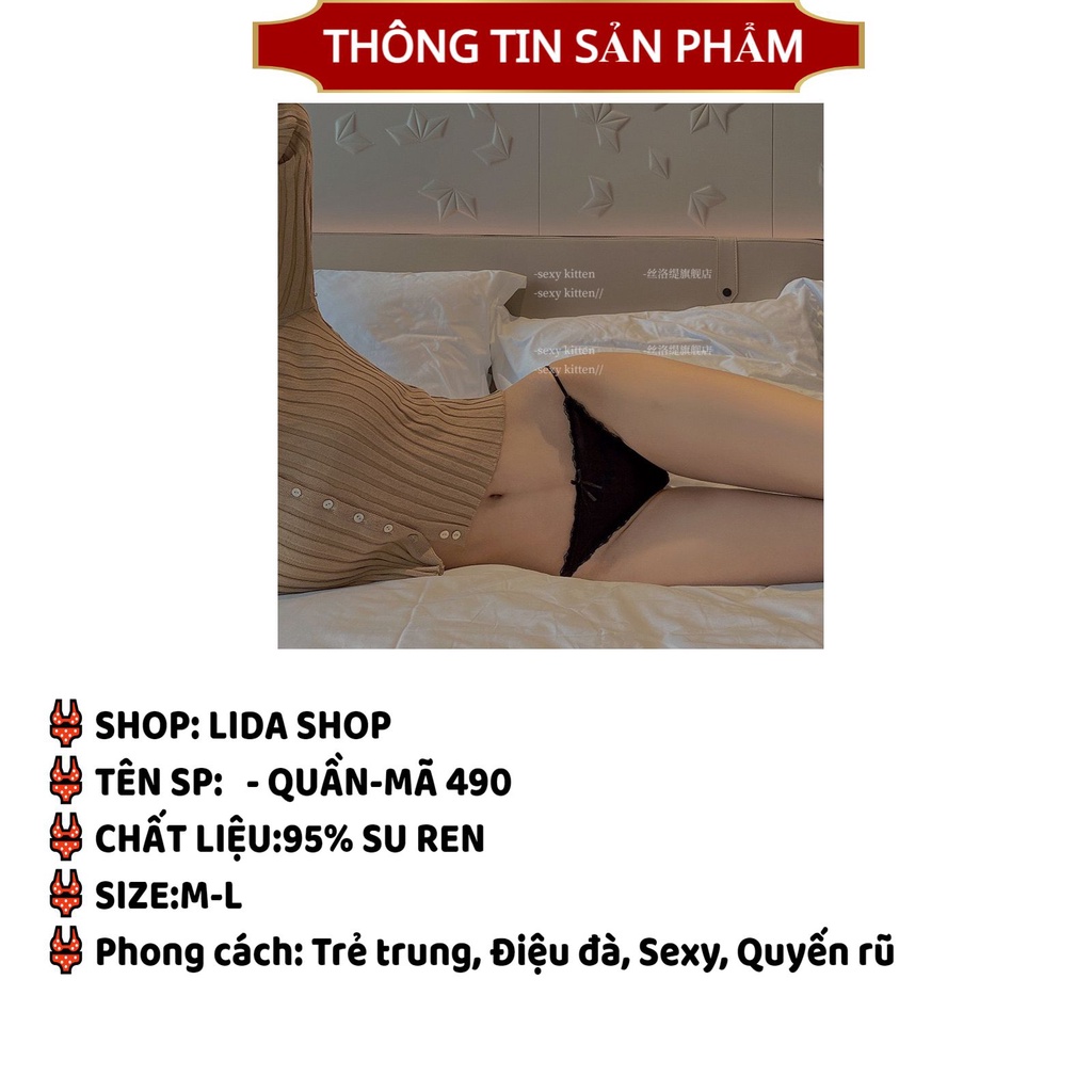 Quần lót Nữ cao cấp viền ren dây mảnh đính nơ nhỏ sexy Mã 490