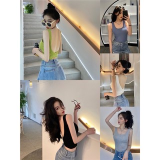 [PUKI_Áo 2023] Áo 2 dây crop đan chéo hở lưng có mút đệm ngực phong cách Hàn Quốc gợi cảm quyến rũ PKA66783💕FREESHIP💕