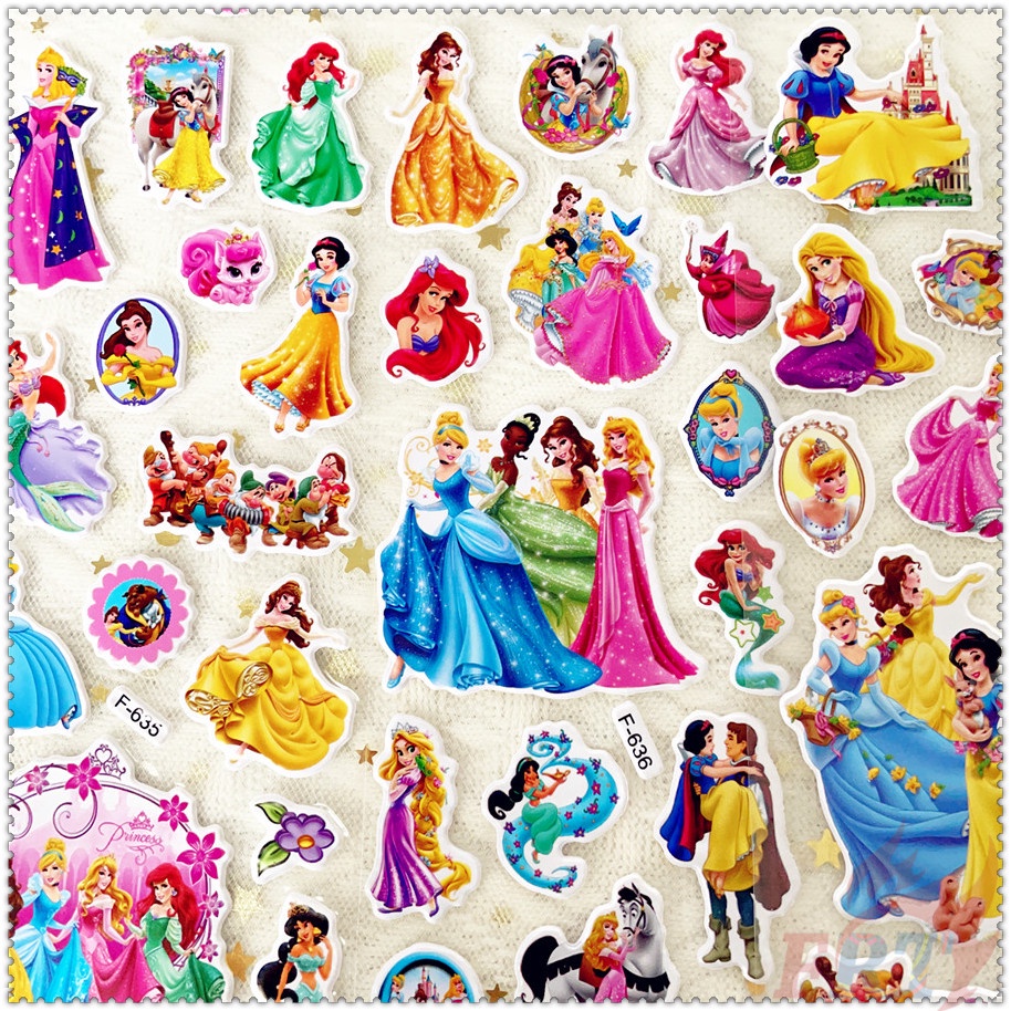 ▶ 5 Tấm Hình Dán Khen Thưởng Công Chúa Disney Q-3 ◀ Miếng Dán PVC 3D Chống Thấm Nước Chất Lượng