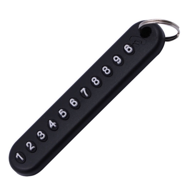 Móc chìa khoá gắn bảng số điện thoại ô tô, xe máy màu đen
