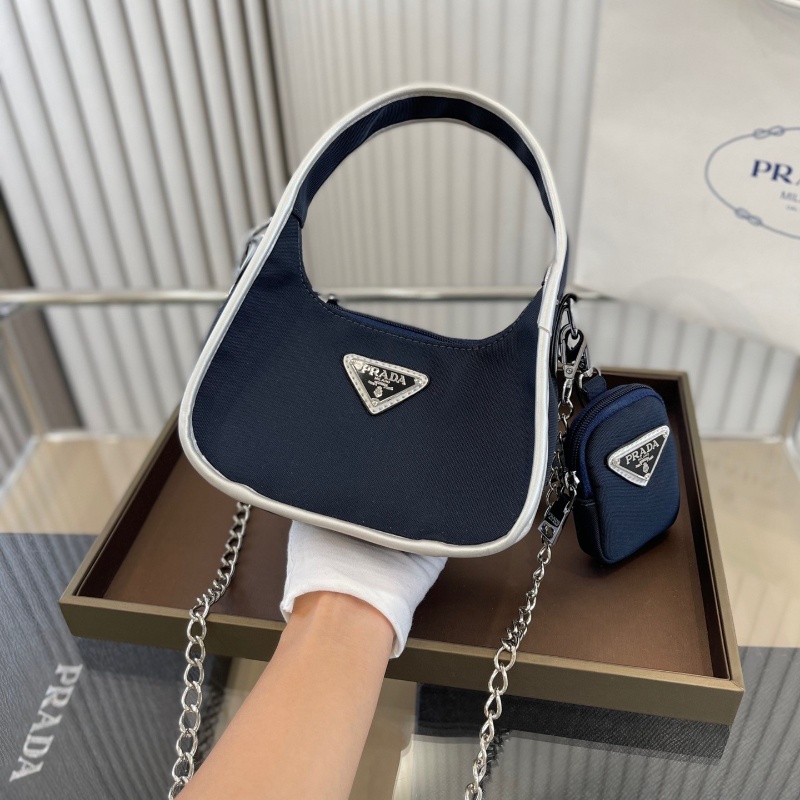 Túi Xách Prada Đeo Chéo Mini Phối Dây Xích Thời Trang Cho Nữ