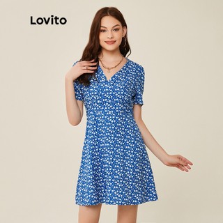 Lovito Đầm Hoa Cổ Chữ V L20D300