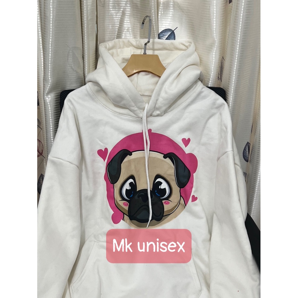 áo nỉ hodie thu đông from rộng in hình gấu dễ thương màu đen và trắng