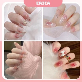 Móng tay giả đính đá thời trang, móng giả Erica gắn nơ đá mẫu mới nhất 2022
