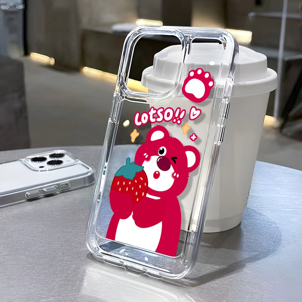 Ốp Điện Thoại Trong Suốt In Hình Gấu Dâu Tây Cho iphone 14 Pro Max 14 Plus 13 11 12 7Plus X XR XS Max 8 7