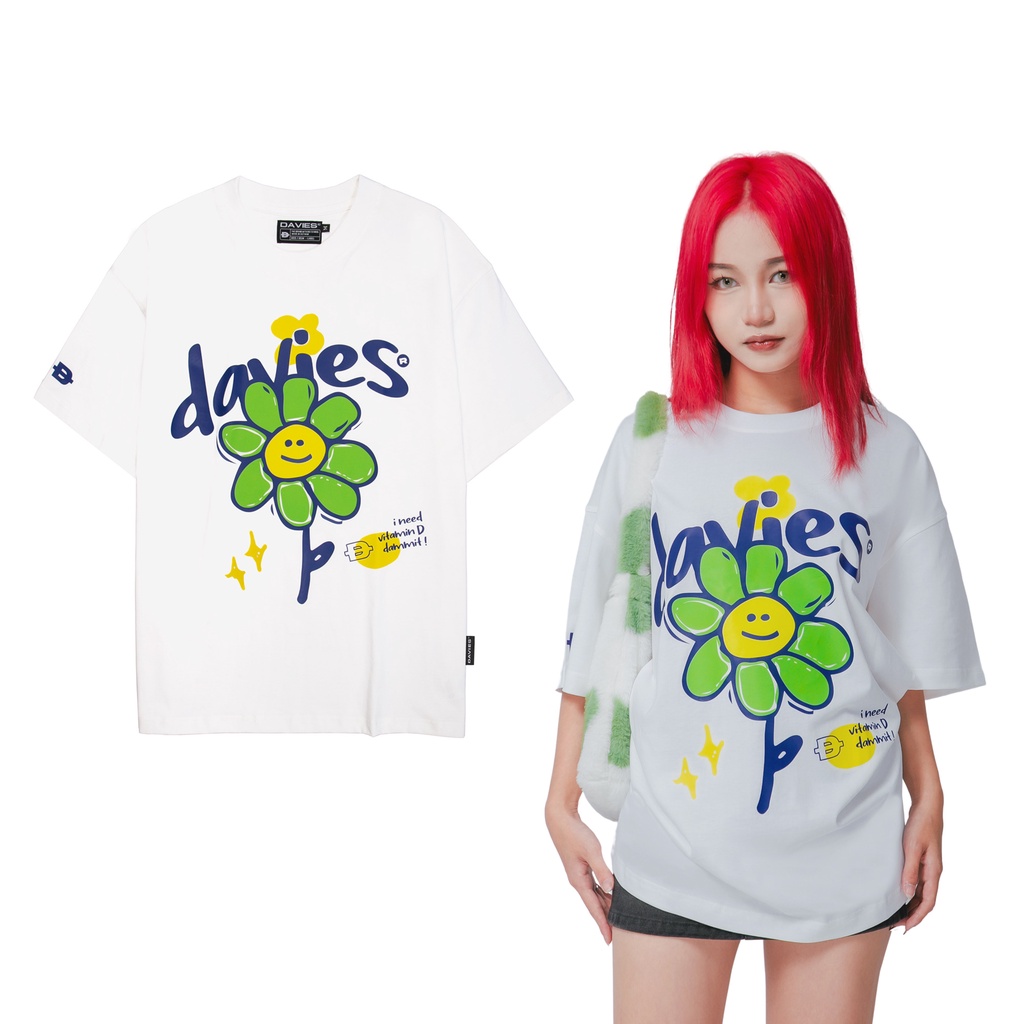 Áo phông nam nữ form rộng tay lỡ màu trắng tee local brand Flower |D26-T1