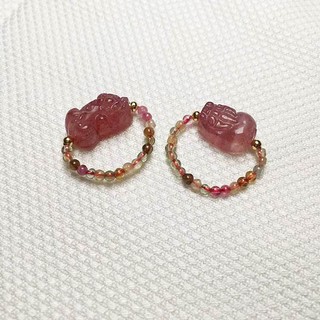 Nhẫn Đá pixiu Dâu Tự Nhiên
