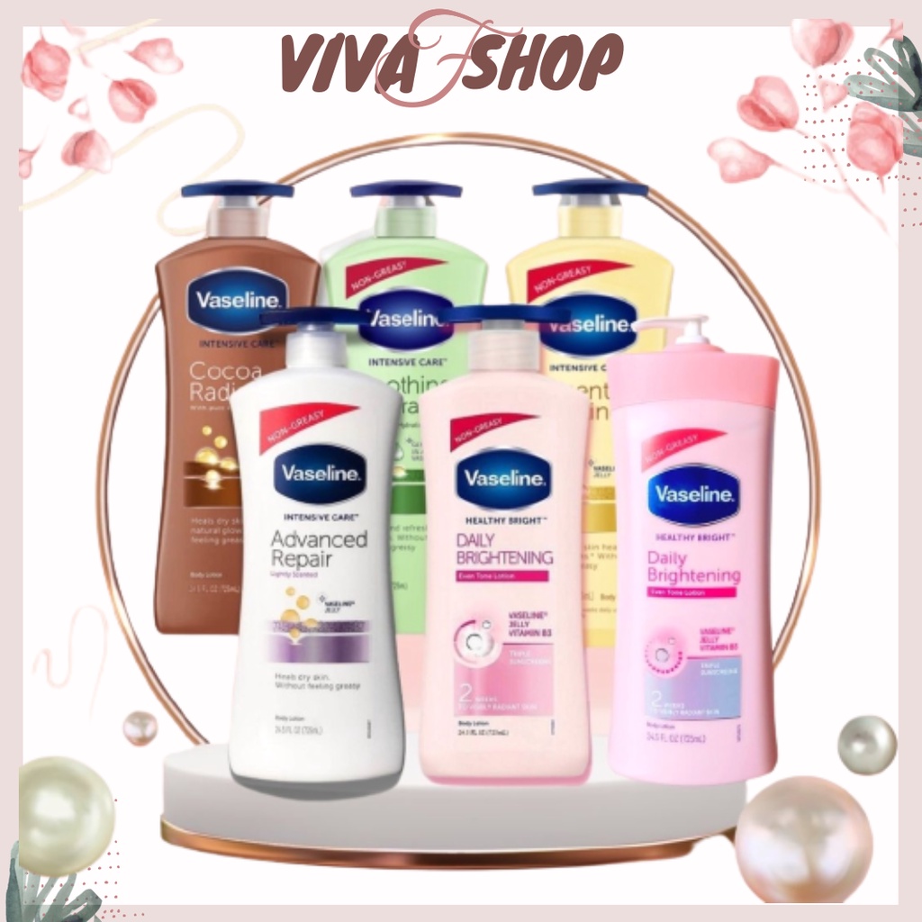 Chai dưỡng thể trắng da VASELINE Body Lotion 725ml -Dưỡng thể Vaseline Hồng