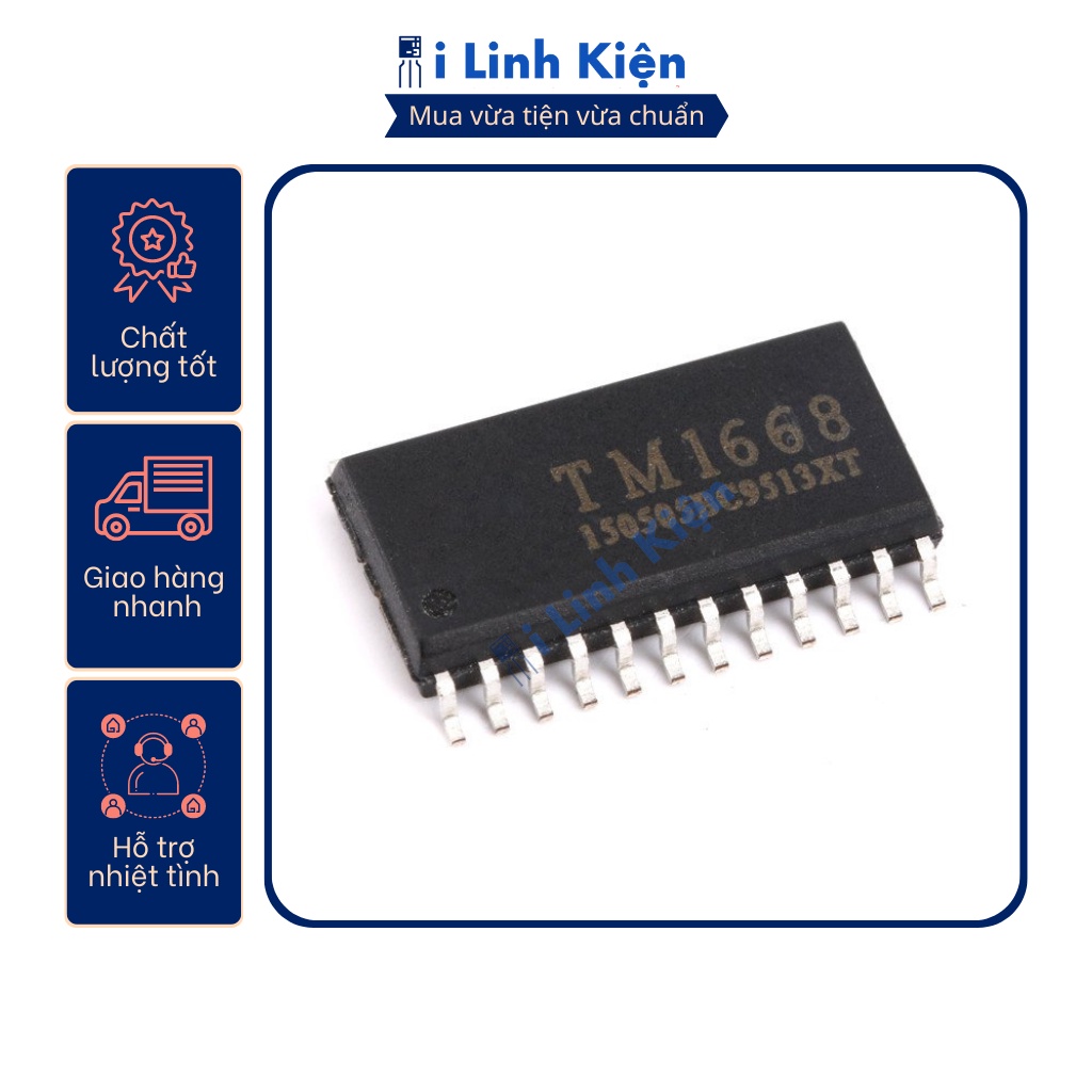 TM1668 IC quét led và bàn phím chất lượng tốt.