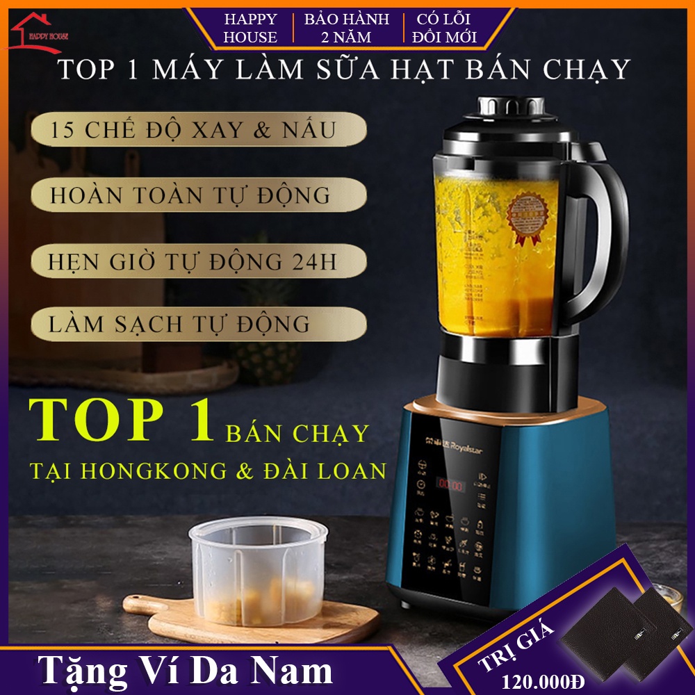 Máy làm sữa hạt, máy xay sữa hạt bảo hành 2 năm tích hợp sẵn 15 chương trình nấu thông minh, Độ ồn thấp, Xay nấu mịn