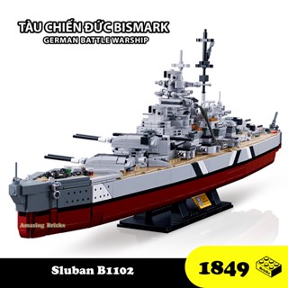 Đồ chơi Lắp ráp Tàu chiến hạm Đức Bismark, Sluban B1102 Warship, Xếp hình thông minh, Mô hình thuyền chiến [1849 mảnh]